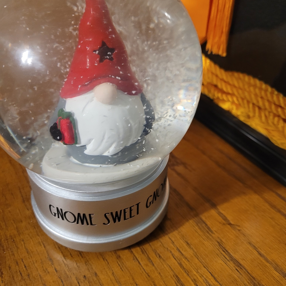 Gnome Sweet Gnome Snow Globe - Red and Gray